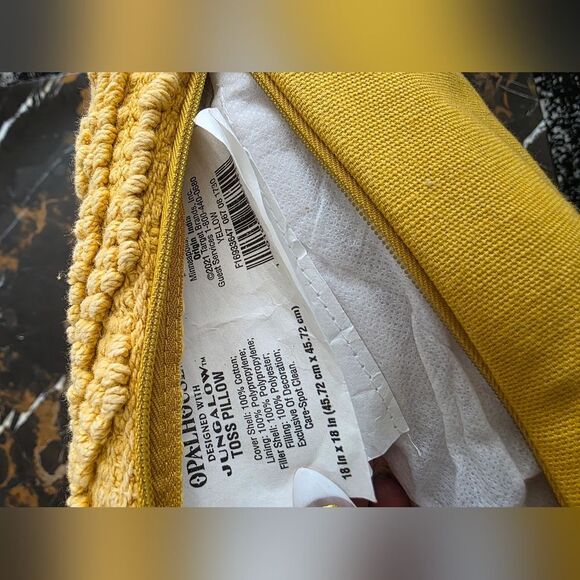 Opalhouse Jungalow Arabesque Pattern Textured Square Pillow Cover Yellow 18x18 - Picture 6 of 7